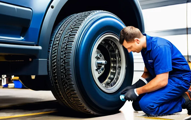 대형 트럭의 브레이크 유지 관리 - **Prompt:** A highly detailed and realistic image of a professional male truck driver, approximately...